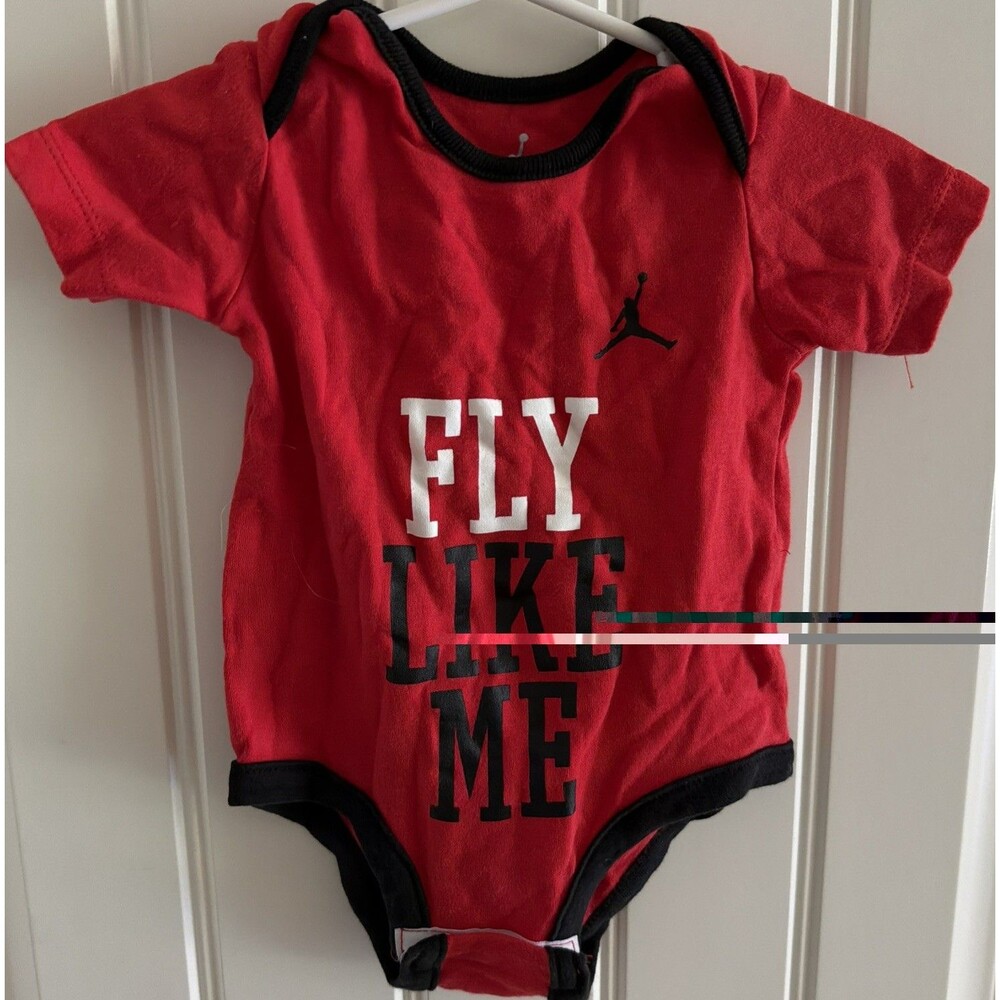 Baby Boy Air Jordan Red One Piece W/Snaps At Diaper Size 3-6 Months